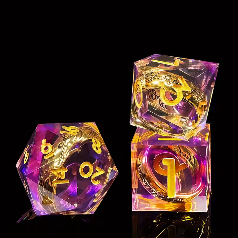 7 delige Resin Dice Set "The Ring Mystic Purple"