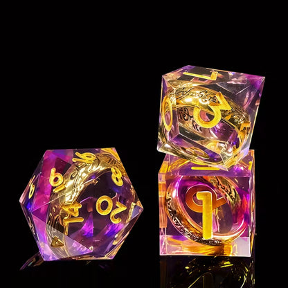 7 delige Resin Dice Set "The Ring Mystic Purple"