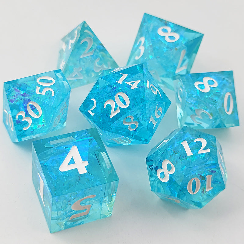 7 delige Resin Dice Set “Frostbite Shards"