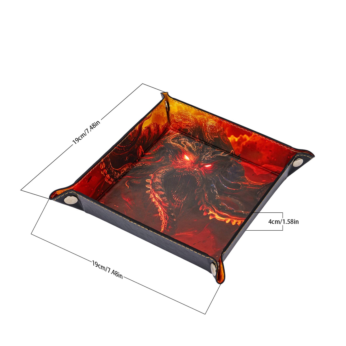 Opvouwbare Dice Tray – Zwart Kunstleer | Voor Dungeons & Dragons & TTRPG Dobbelstenen Monster Rood