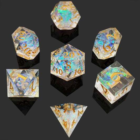 7 delige Resin Dice Set “Crystal Prism Glow”