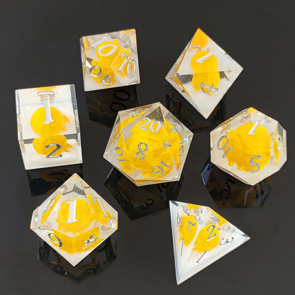 7 delige Resin Dice Set “Dragon Egg – Solar Hatchling"