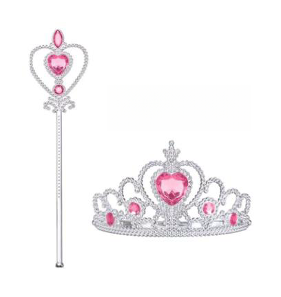 Prinsessen Accessoireset: Kroon, Toverstaf en Handschoenen - Roze