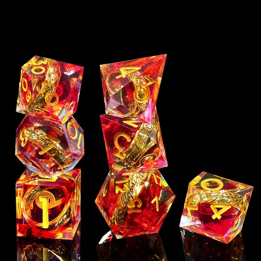 7 delige Resin Dice Set "The Ring Crimson Red"