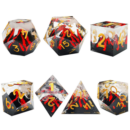 7 delige Resin Dice Set “Eruption Core"