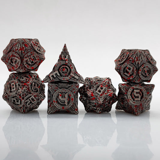 7 delige Metal Dice Set “Bloodsplatter"