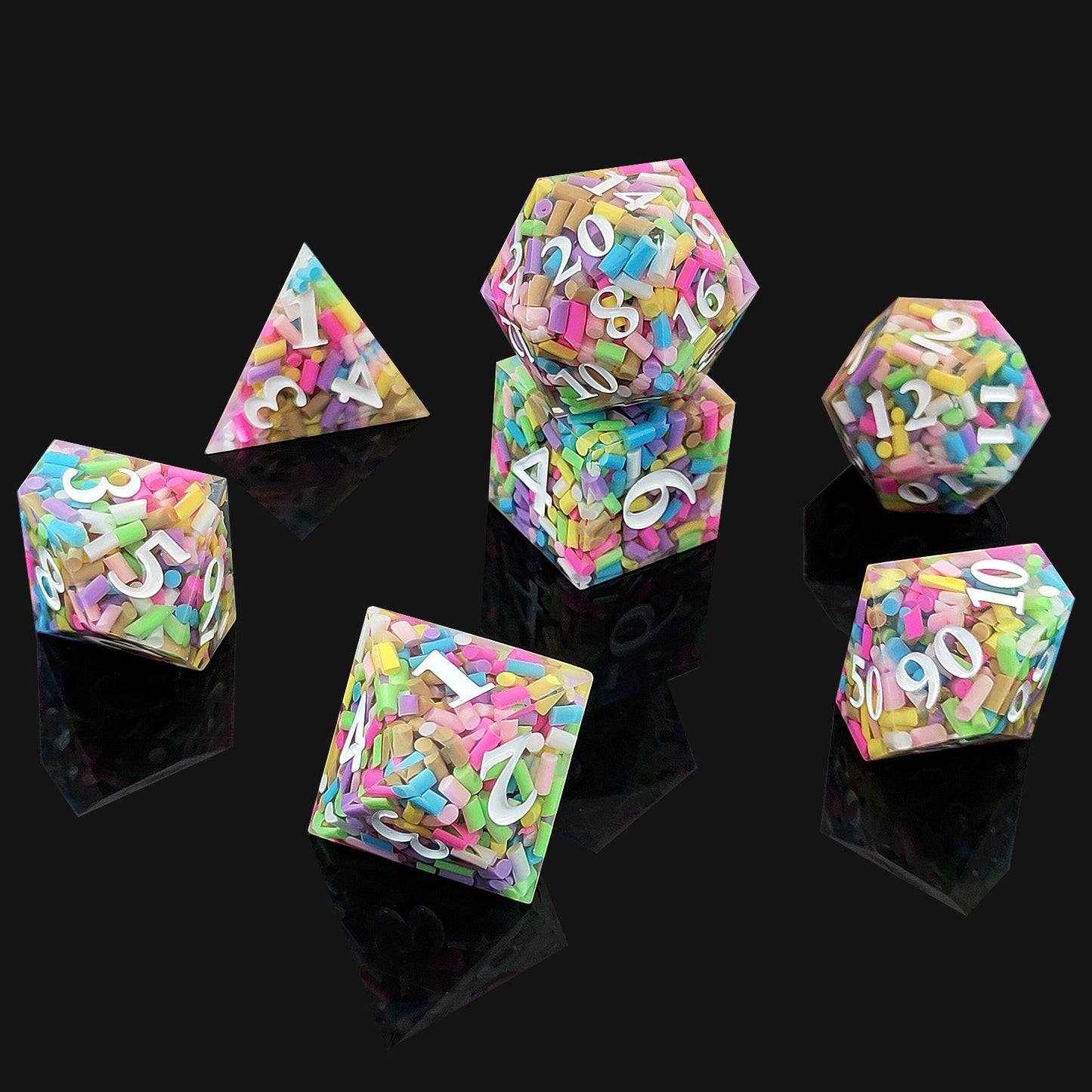 7 delige Resin Dice Set “Sprinkles”