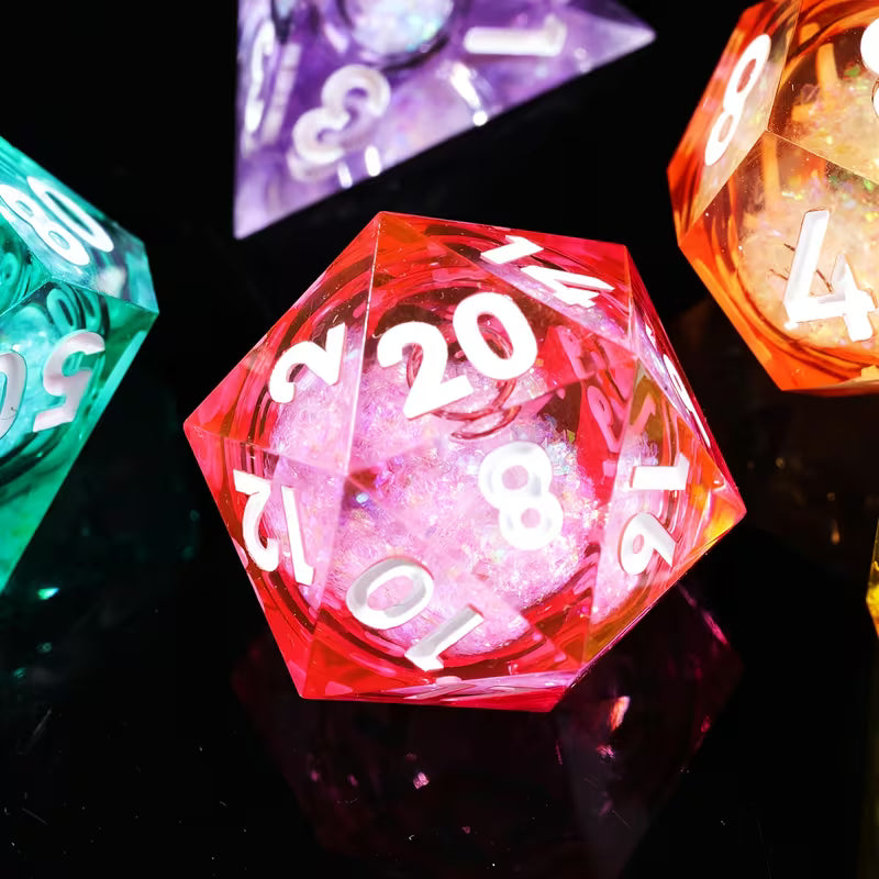7 delige Liquid Core Resin Dice Set "Prism Stardust"