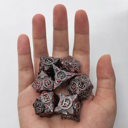 7 delige Metal Dice Set “Bloodsplatter"