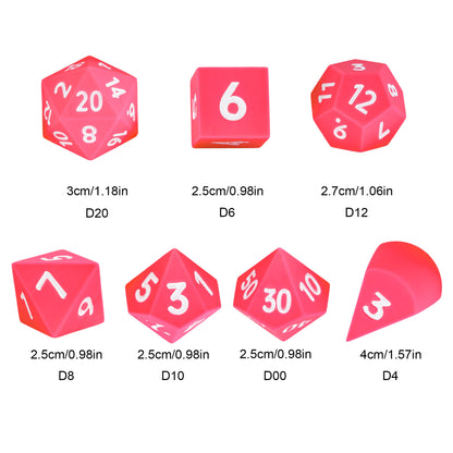 7 delige Siliconen Bounce Dice Set Roze/Wit