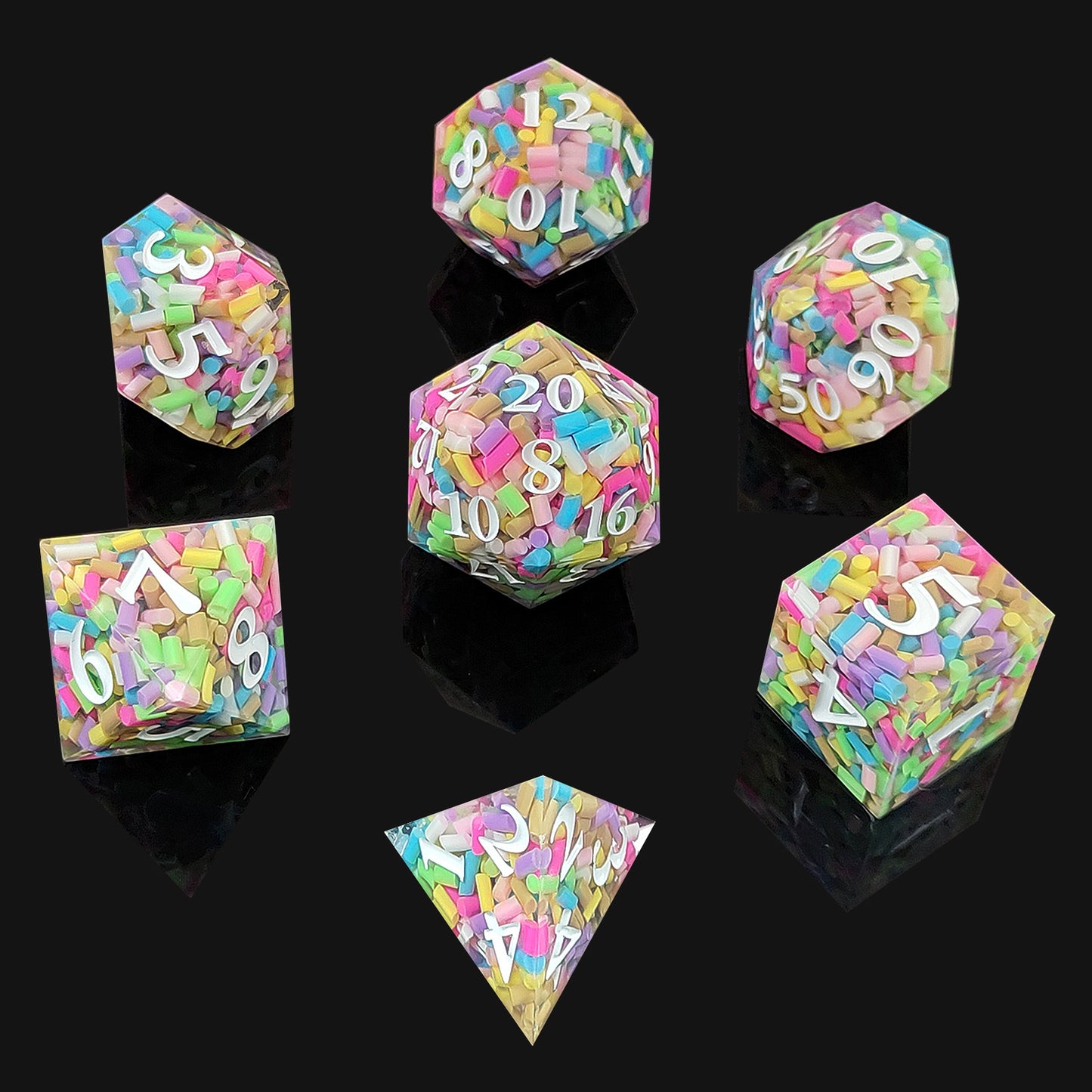 7 delige Resin Dice Set “Sprinkles”