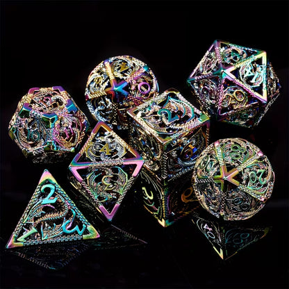 7 delige Metal Dice Set "Prismatic Dragon"