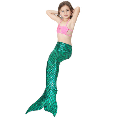 Zeemeerminstaart met bikini met MONOVIN verkleed set Schubben Groen Metallic