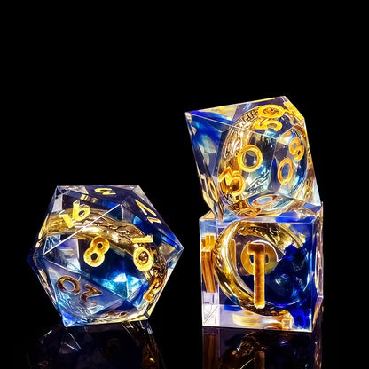 7 delige Resin Dice Set "The Ring Ocean Blue"