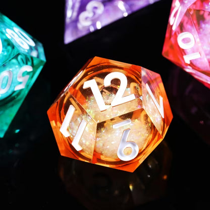 7 delige Liquid Core Resin Dice Set "Prism Stardust"