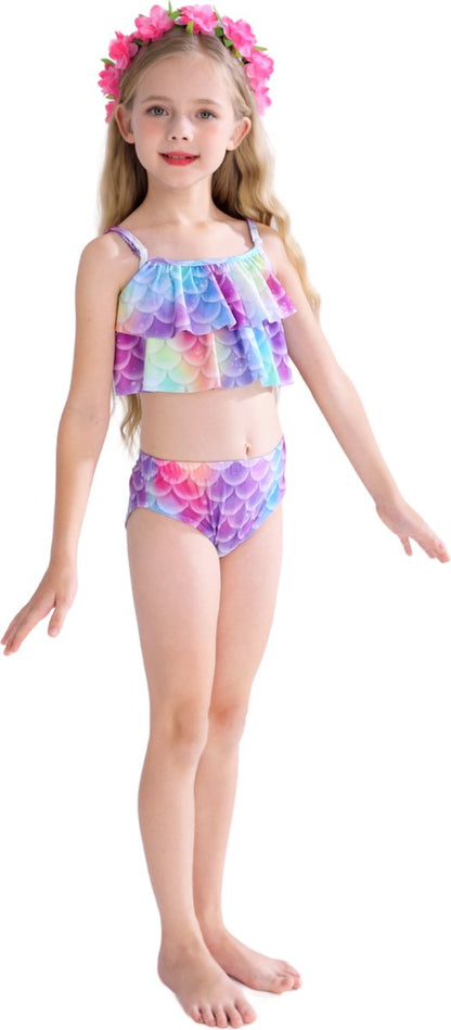 Zeemeerminstaart met bikini verkleed set Blauw, Paars en Roze
