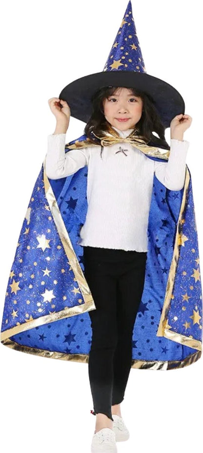 Tovenaars Cape en Hoed Blauw