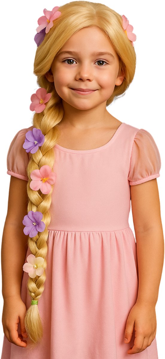 Rapunzel Prinsessen Pruik Blond met lange Vlecht