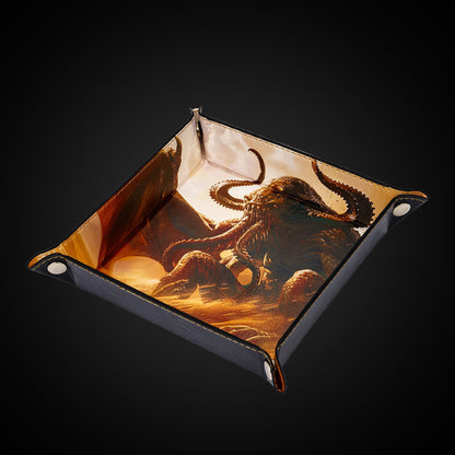 Opvouwbare Dice Tray – Zwart Kunstleer | Voor Dungeons & Dragons & TTRPG Dobbelstenen Monster