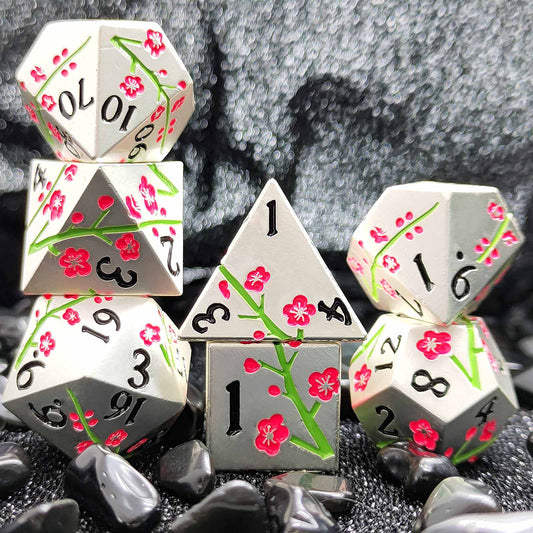 7 delige Metal Dice Set “Sakura Bloesem” Deluxe