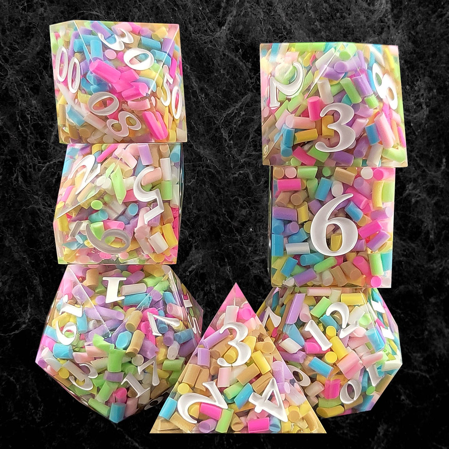 7 delige Resin Dice Set “Sprinkles”