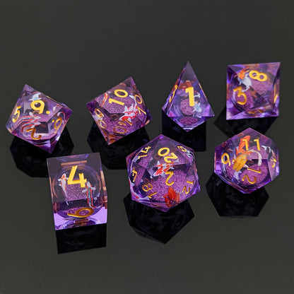 7 delige Liquid Core Resin Dice Set “Koi Karper"