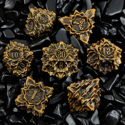 7 delige Metal Dice Set “Flower"