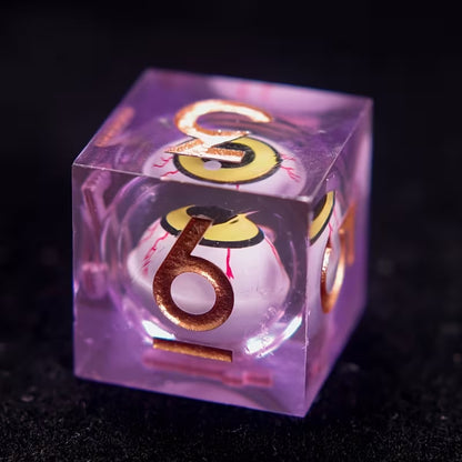 7 delige Liquid Core Resin Dice Set "Amethyst Watcher"