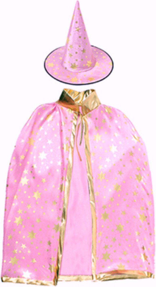 Tovenaars Cape en Hoed Roze