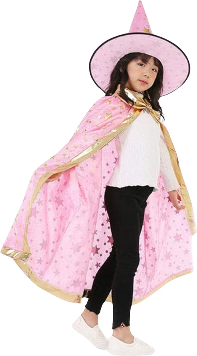 Tovenaars Cape en Hoed Roze