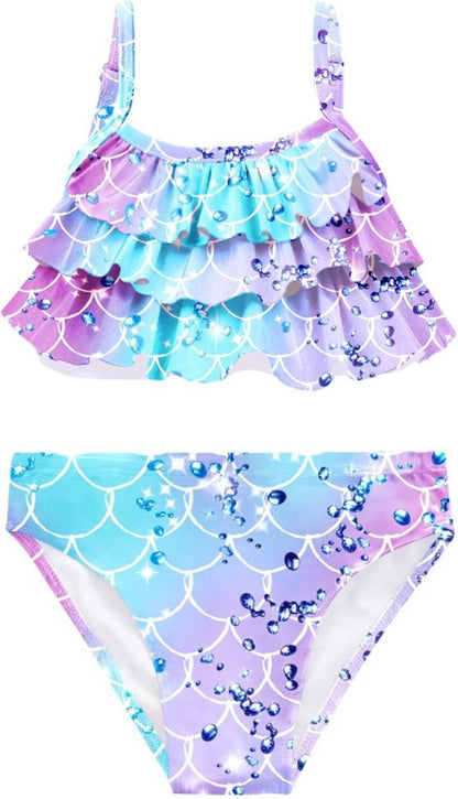 Zeemeerminstaart met bikini verkleed set Blauw en Paars