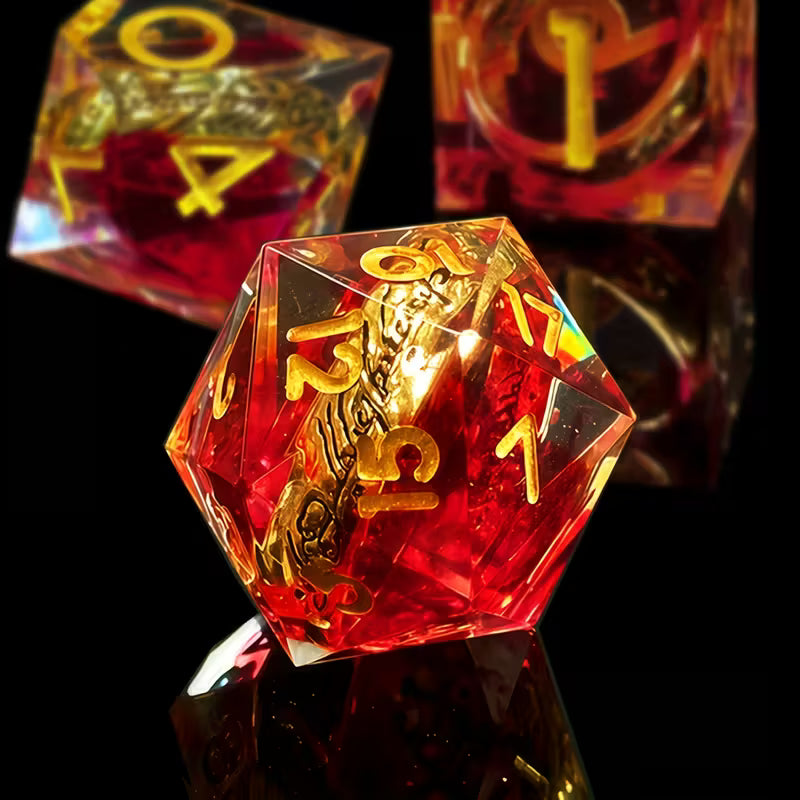 7 delige Resin Dice Set "The Ring Crimson Red"