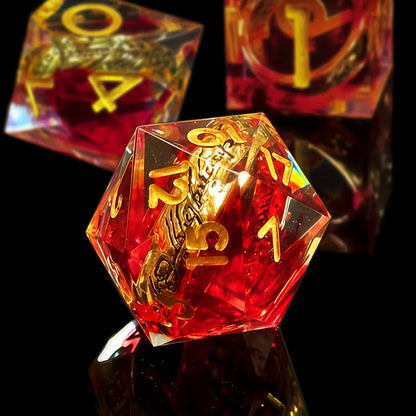 7 delige Resin Dice Set "The Ring Crimson Red"