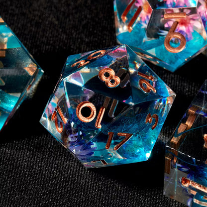 7 delige Resin Dice Set “Sapphire Bloom"