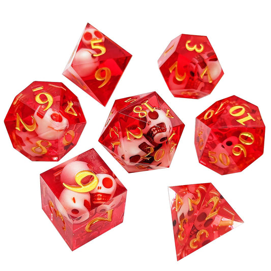 7 delige Resin Dice Set “Crimson Skulls"