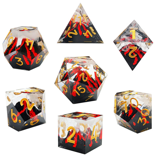 7 delige Resin Dice Set “Eruption Core"