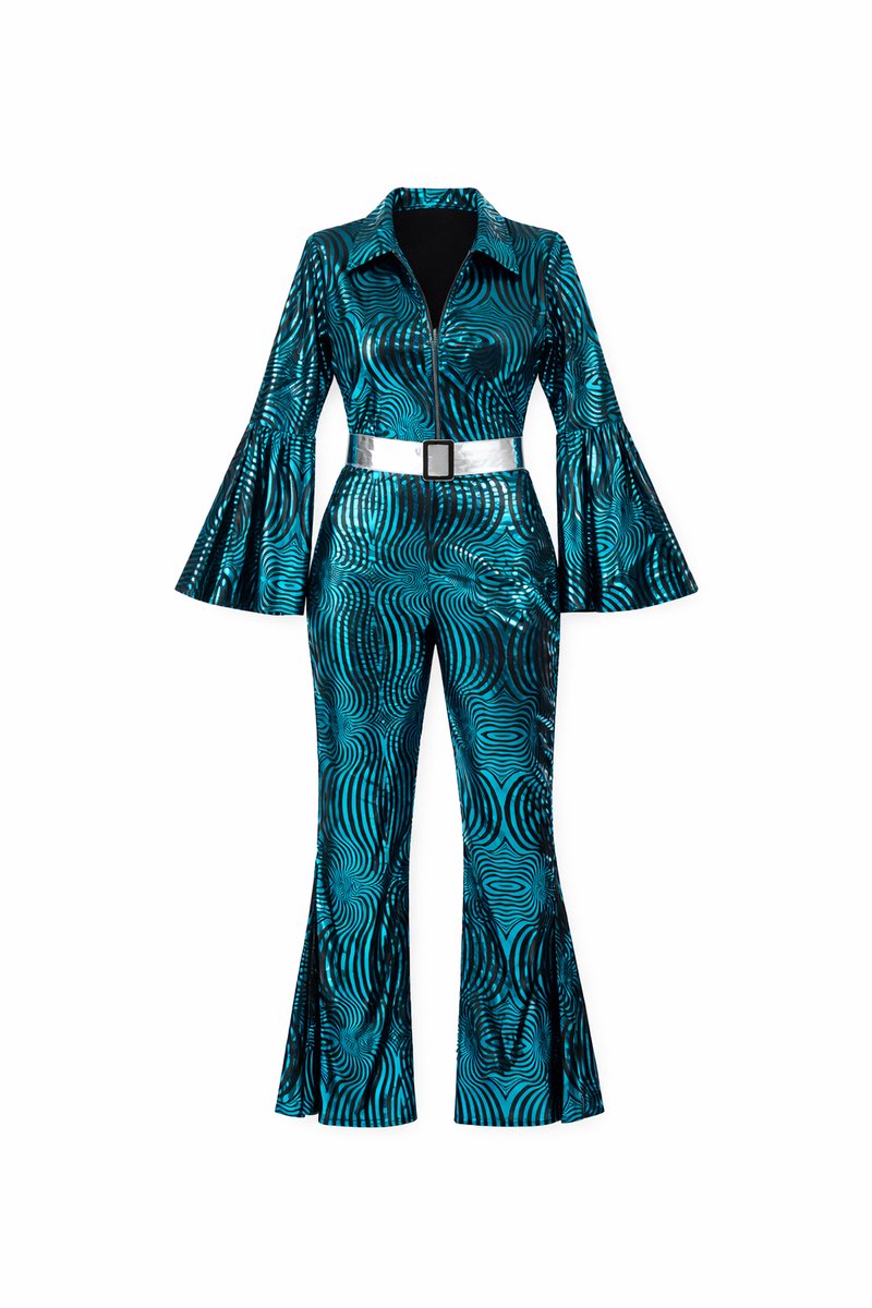 Disco Jumpsuit Dames Metallic Blauw