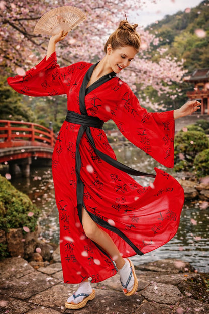 Geisha Aziatische Kimono Jurk Dames