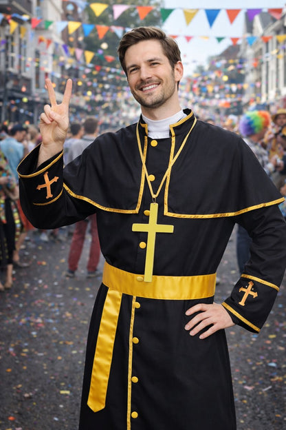 Luxe Geestelijke Kostuum Heren Zwart