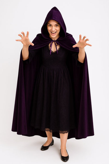 Luxe Mantel Volwassenen Met Capuchon - Donker Paars