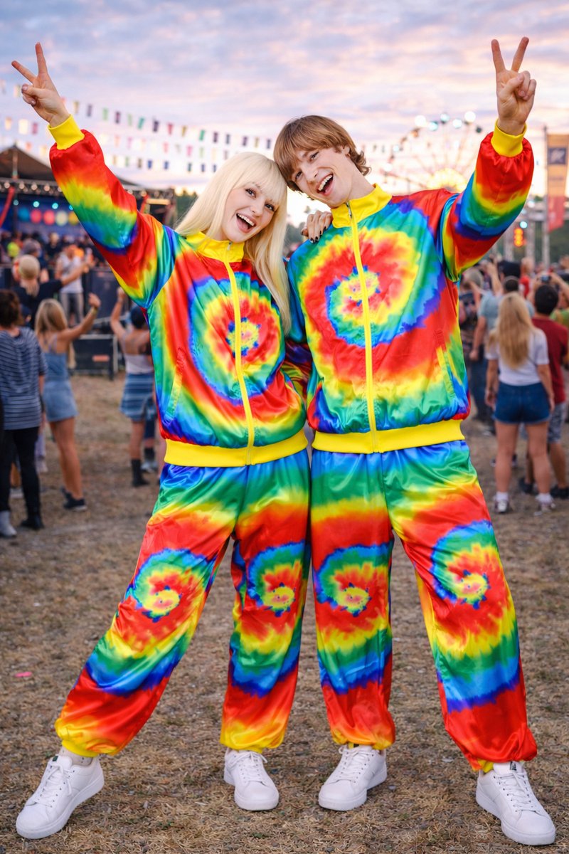 Tie Dye Retro Trainingspak Volwassenen
