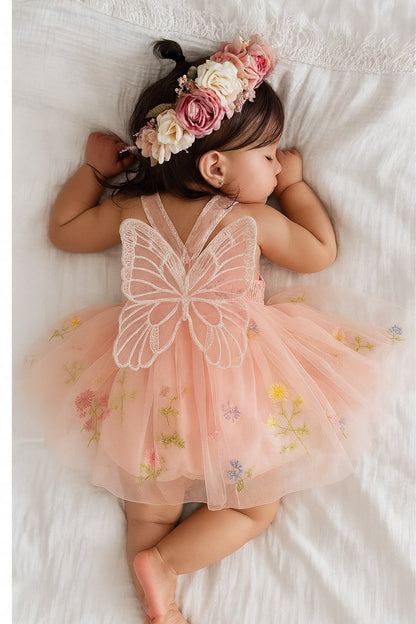 Baby Meisjes Prinsessenjurk met Vlinders en Bloemen Zacht Roze