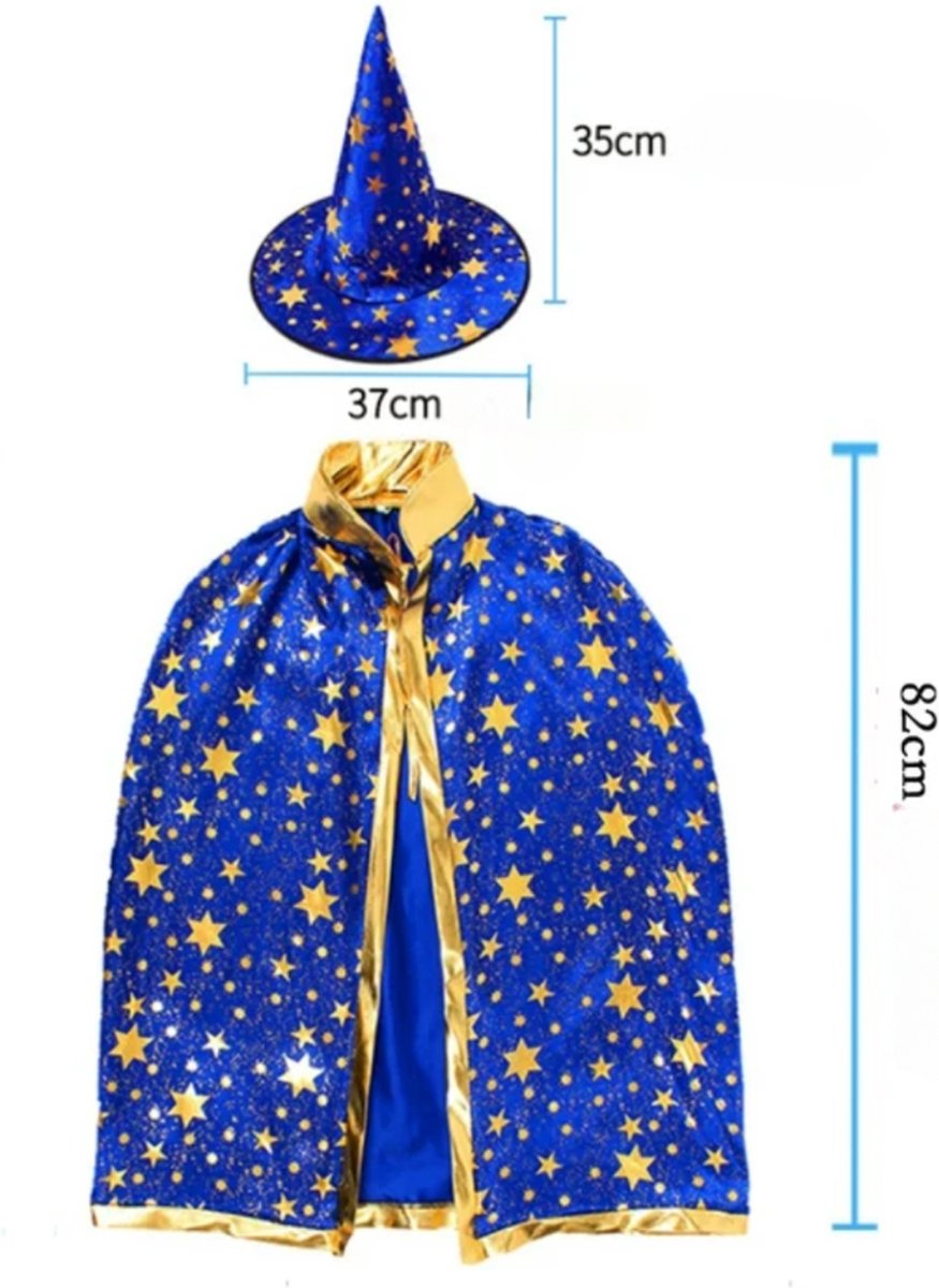 Tovenaars Cape en Hoed Blauw