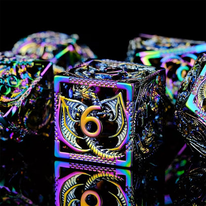 7 delige Metal Dice Set "Prismatic Dragon"