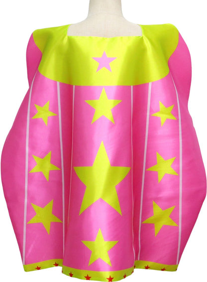 Verkleedset Superheldin Cape Masker Armbanden Roze met Gele Sterren