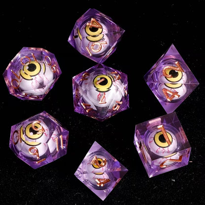 7 delige Liquid Core Resin Dice Set "Amethyst Watcher"