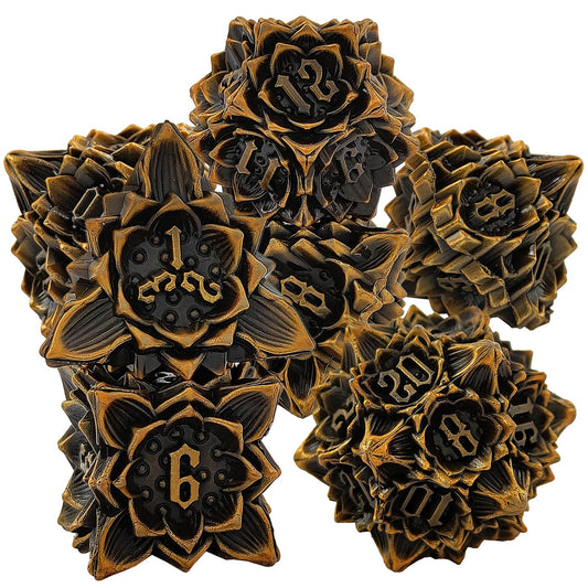 7 delige Metal Dice Set “Flower"