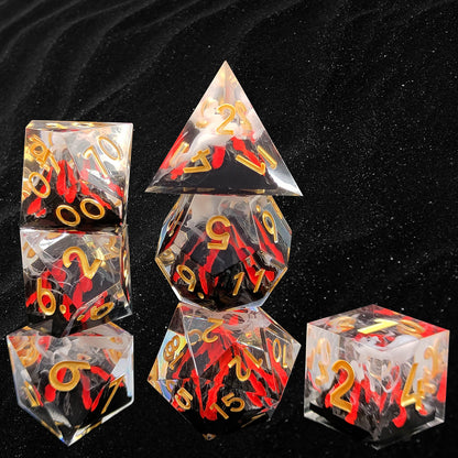 7 delige Resin Dice Set “Eruption Core"