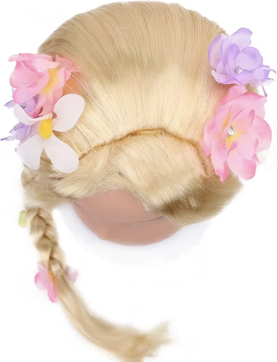 Rapunzel Prinsessen Pruik Blond met lange Vlecht