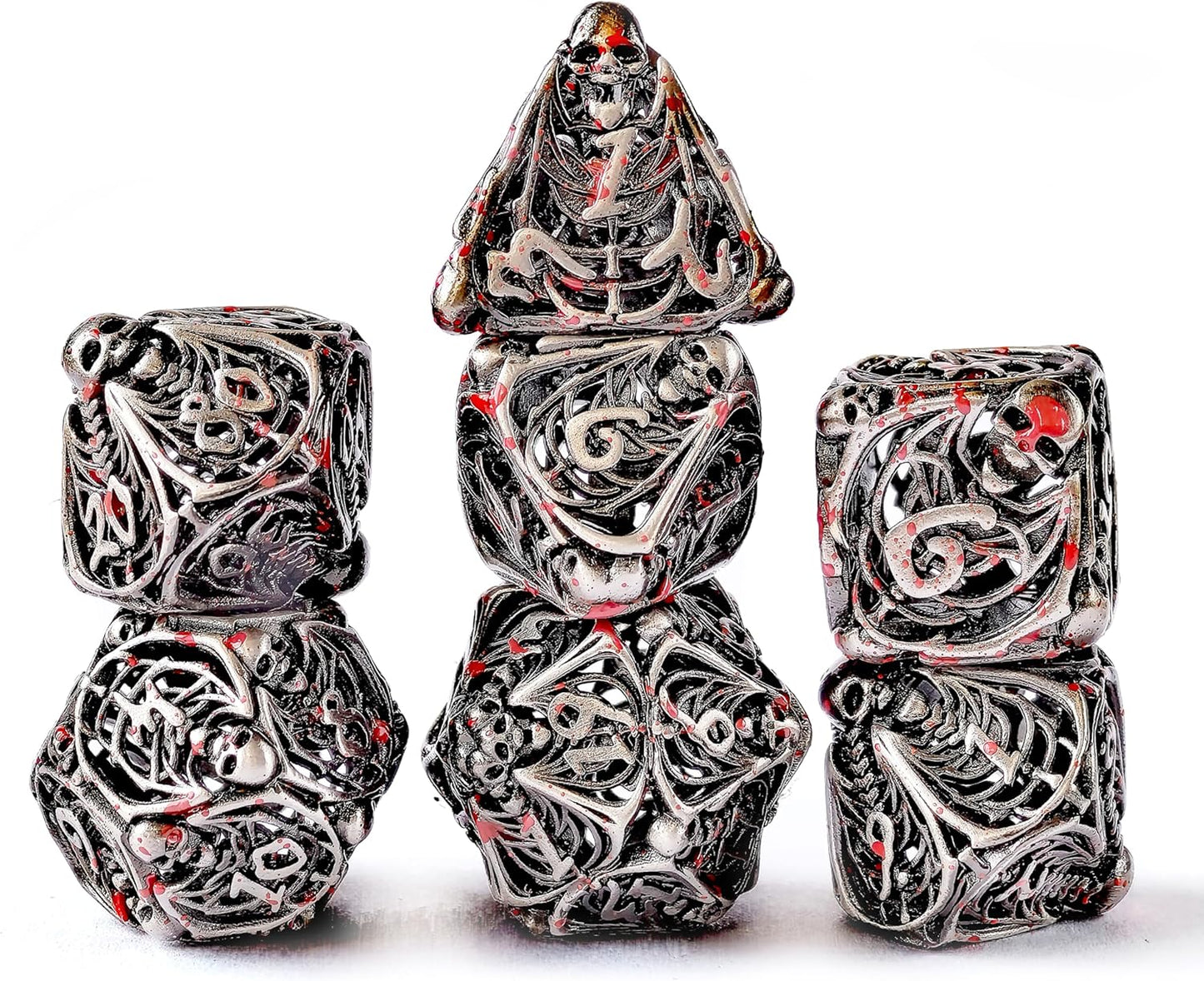 7 delige Metal Dice Set “Gravebone Silverblood”